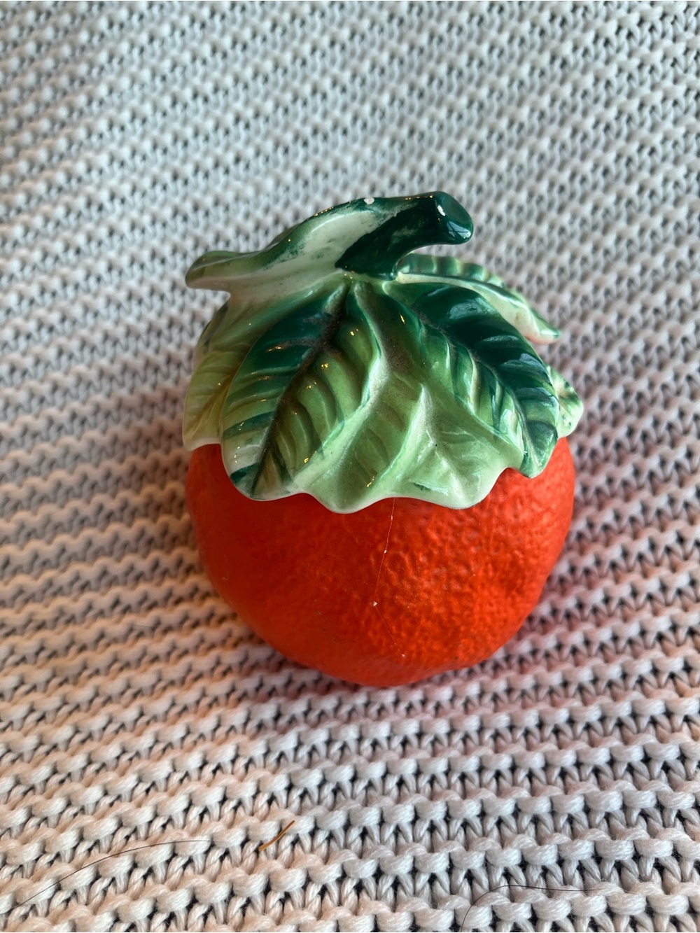 Orange Marmalade Jar with Green Leaf Lid